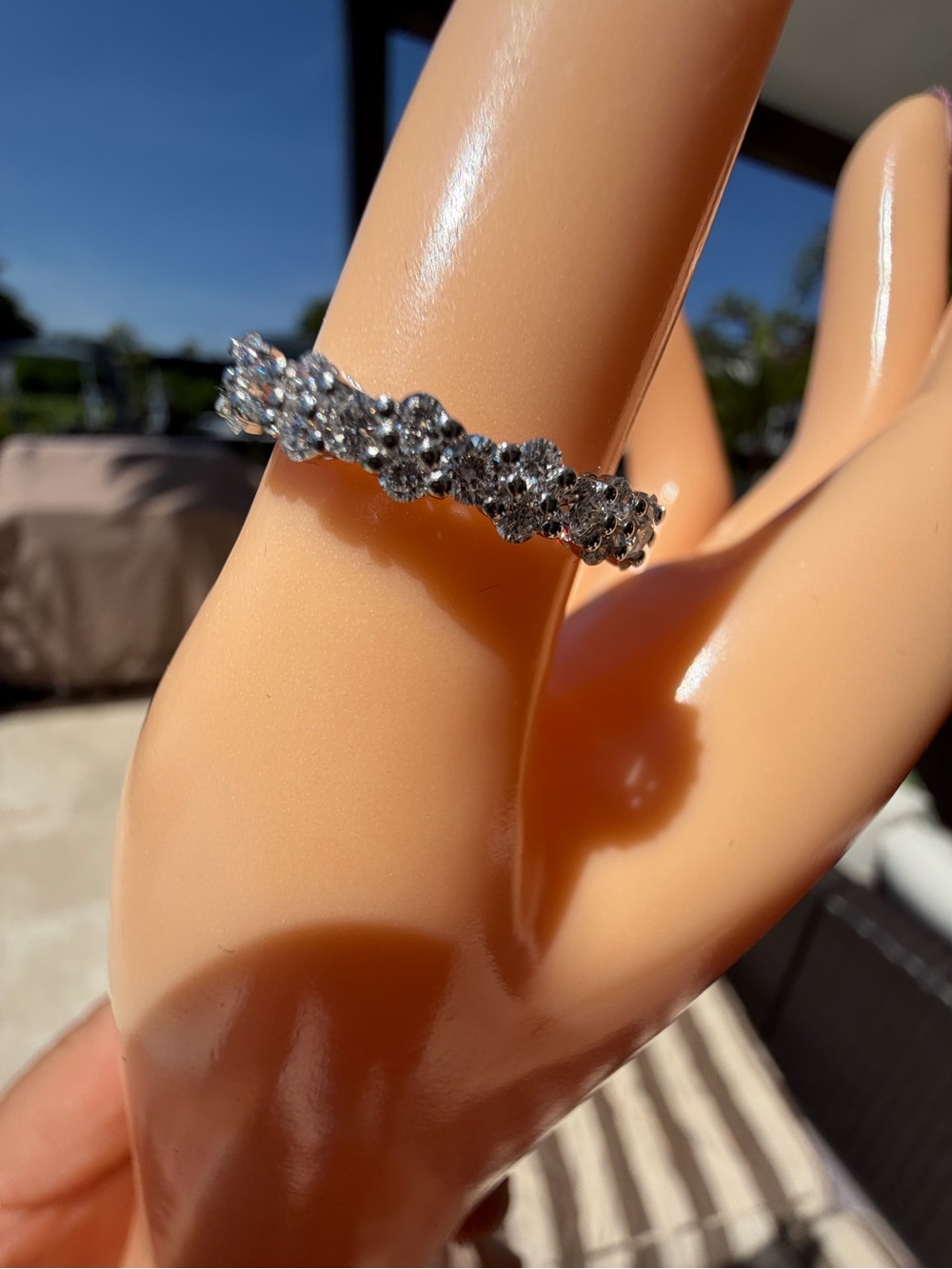 Silver Diamond  Eternity Ring- Women Jewelry Size 7